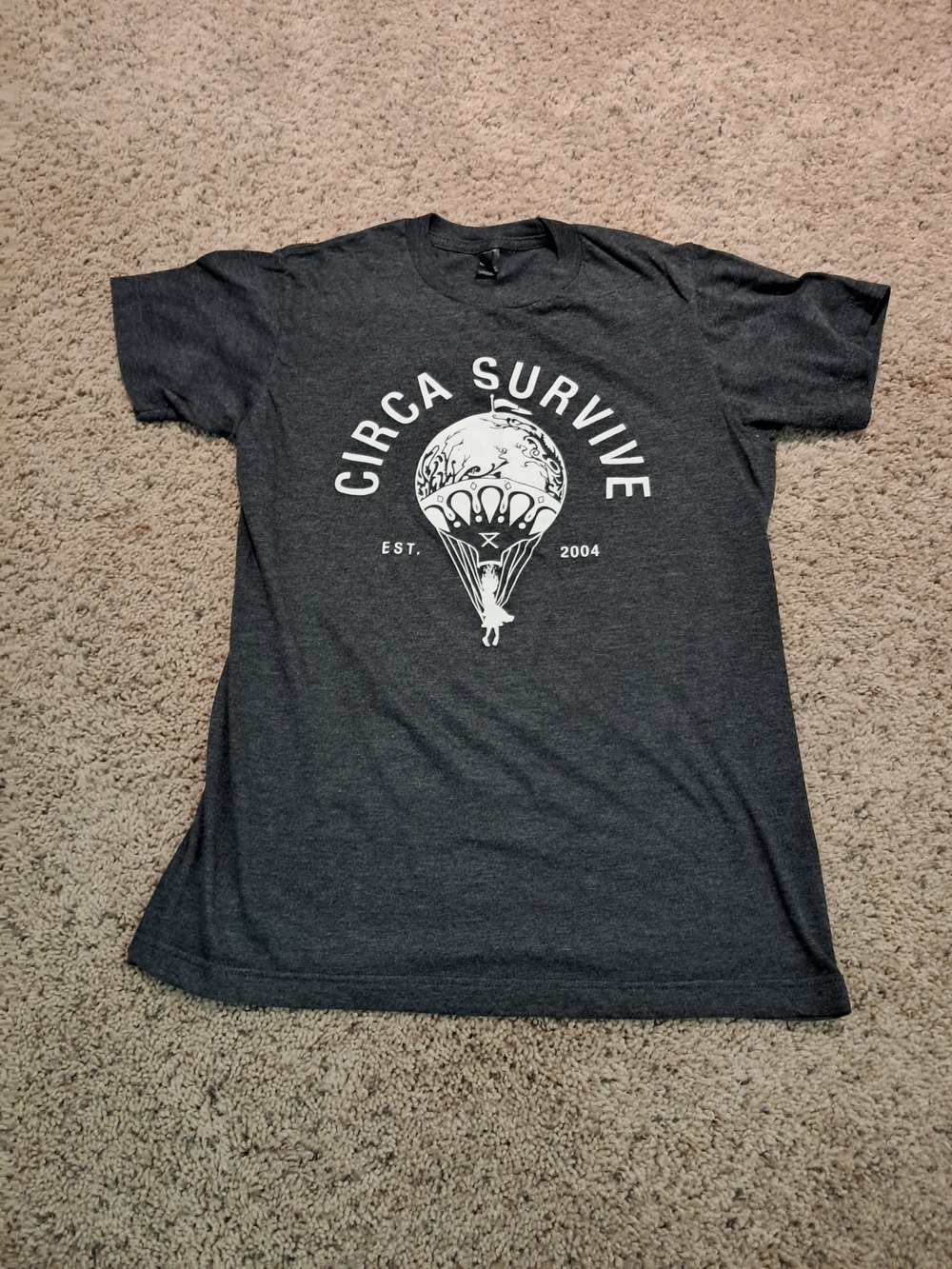 Circa Survive Graphic Band Tee - Heather Charcoal White Print Small